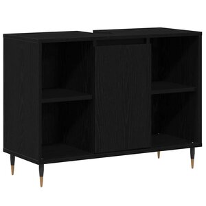 vidaXL Cabinet de salle de bain avec porte Chêne noir 80 x 33 x 60 cm