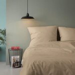 Parure de lit - housse de couette 220 x 240 + 2 taies d'oreiller 60 x 60 coton renforcé - Beige