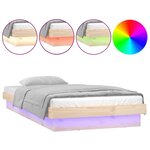 vidaXL Cadre de lit à LED sans matelas 90x200 cm bois massif