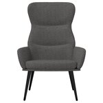 vidaXL Chaise de relaxation avec tabouret Gris foncé Tissu
