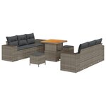 vidaXL Ensemble de canapé de jardin 9 pièces avec des coussins en poly rotin gris et en acacia.