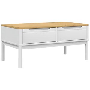 vidaXL Table basse FLORO blanc 99x55 5x45 cm bois massif de pin