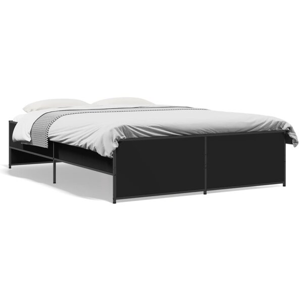 vidaXL Cadre de lit noir 120x190 cm bois d'ingénierie et métal