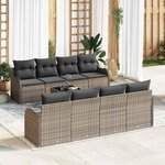 vidaXL Ensemble de canapé de jardin 9 Pièces Gris 55 x 55 x 37 cm