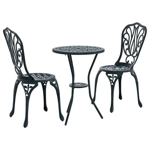 vidaXL Ensemble bistro de jardin 3 pc Vert Aluminium