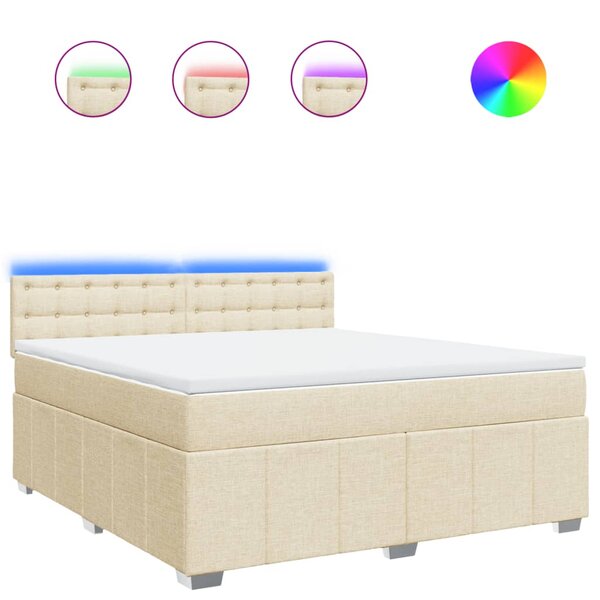 vidaXL Sommier à lattes de lit avec matelas Crème 180x200 cm Tissu