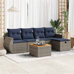 vidaXL Salon de jardin 6 Pièces avec coussins gris résine tressée