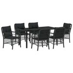 vidaXL Ensemble de salle à manger pour jardin 7 Pièces Noir polyrotin