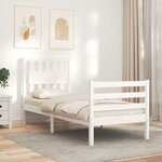 vidaXL Cadre de lit sans matelas blanc bois massif