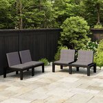 vidaXL Bancs de salon de jardin avec coussins 2 Pièces Plastique Gris