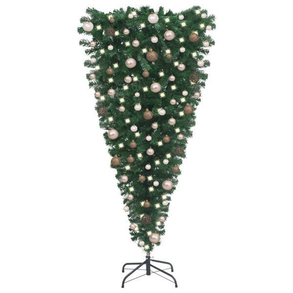 vidaXL Arbre de Noël artificiel renversé pré-éclairé et boules 240 cm
