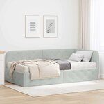 vidaXL Cadre de lit d'angle Gris clair 100 x 200 cm Velours
