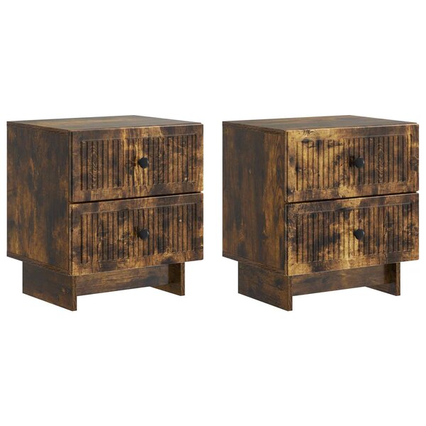 vidaXL Cabinet de chevet 2 Pièces Chêne fumé 43 x 34 5 x 47 5 cm