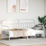 vidaXL Cadre de lit de jour avec tête de lit Blanc 90 x 200 cm Acier