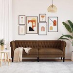 vidaXL Canapé Chesterfield Argyle Marron 201.5 x 74.5 x 74.5 cm
