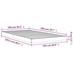 vidaXL Cadre de lit Noir 100x200 cm Bois de pin massif