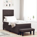 vidaXL Lit à ressorts avec matelas et banc brun foncé 80x200 cm Tissu