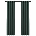 vidaXL Rideaux occultants Aspect lin avec œillets 2 Pièces Vert 140x245cm