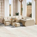 vidaXL Ensemble de canapé de jardin 13 Pièces Beige polyrotin