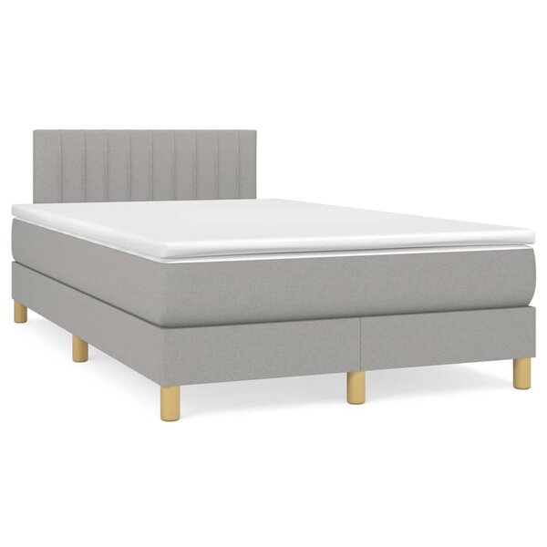 vidaXL Sommier à lattes de lit avec matelas Gris clair 120x200cm Tissu