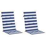 vidaXL Coussins de chaise à dossier haut lot de 2 rayures bleu/blanc