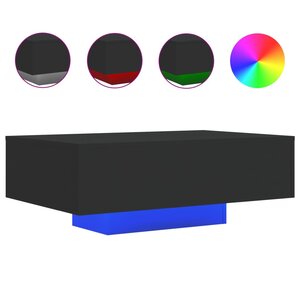 vidaXL Table basse avec lumières LED noir 85x55x31 cm