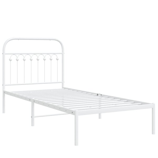 vidaXL Cadre de lit métal avec tête de lit blanc 90x200 cm