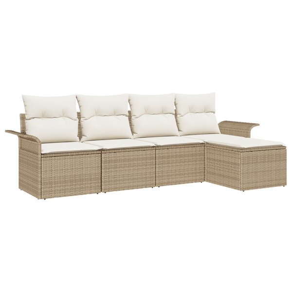 Ensemble de Canapés de Jardin vidaXL 5 Pièces avec Coussins Beige en Rotin Poly
