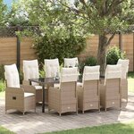 vidaXL Ensemble de salle à manger pour jardin 9 Pièces Beige Poly rotin