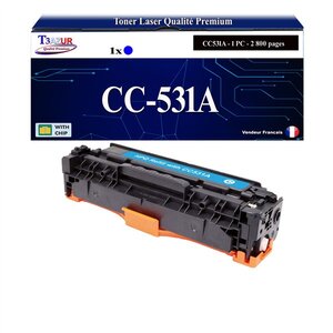 T3AZUR - Toner compatible avec CC532A pour HP Color LaserJet CM2300 CM2320 CM2320N MFP CM2320NF CM2323 CM2720FXI - Cyan