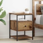 vidaXL Cabinet de chevet avec tiroir 2 Pièces Bois ancien 40 x 42 x 56 cm