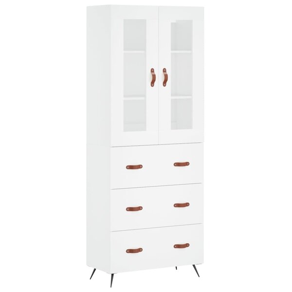 vidaXL Buffet haut Blanc 69 5x34x180 cm Bois d'ingénierie