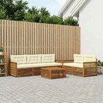 vidaXL Ensemble de canapés d'extérieur 6 Pièces Naturel et Crème