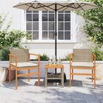 vidaXL Chaises de jardin coussins lot de 2 beige résine tressée bois