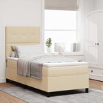vidaXL Lit à ressorts avec matelas Crème 90 x 190 cm tissu