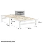 Lit simple 90x200 matelas 2 tiroirs bois blanc