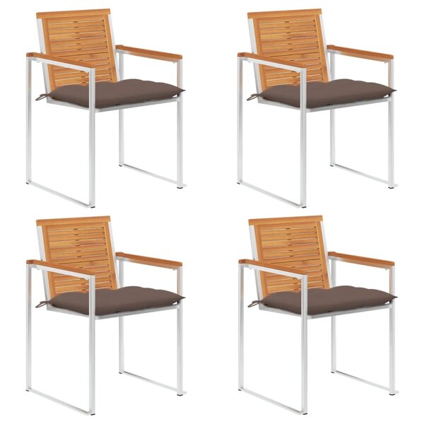 vidaXL Chaises de jardin 4 Pièces avec coussins Bois d'acacia massif