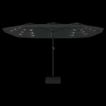 vidaXL Parasol de jardin à double tête avec LED noir 449x265 cm