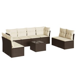 vidaXL Salon de jardin avec coussins 9 Pièces marron résine tressée