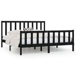 vidaXL Cadre de lit Noir Bois massif 200x200 cm