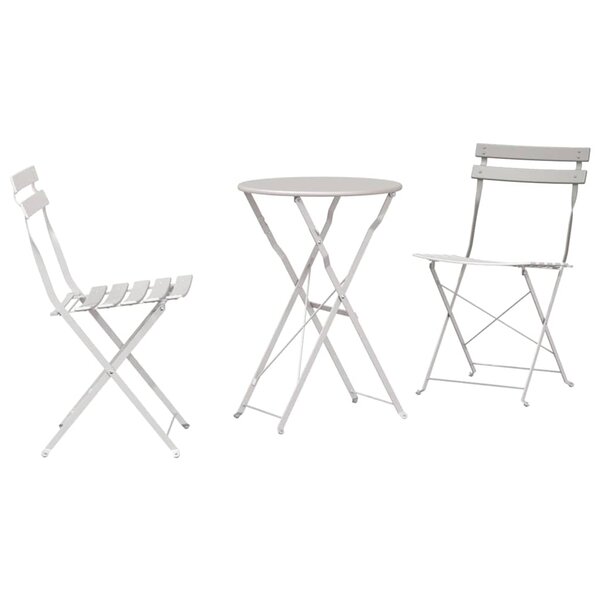vidaXL Ensemble bistro pliant 3 Pièces Beige Acier