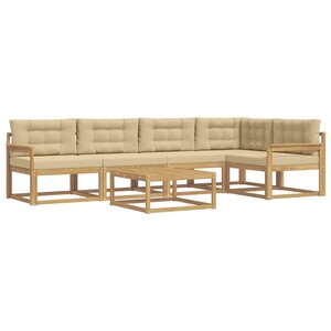 vidaXL Ensemble de canapés d'extérieur 6 Pièces Blanc et Beige