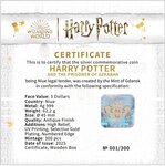 Pièce de monnaie en Argent 5 Dollars g 62.2 (2 oz) Millésime 2024 HARRY POTTER AND THE PRISONER OF AZKABAN