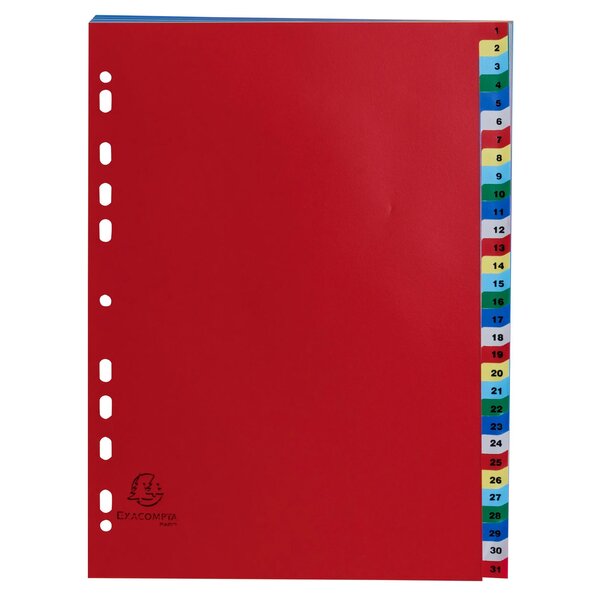 Intercalaires Imprimés Numériques Pp Couleurs 31 Positions - A4 - Couleurs Assorties - Exacompta