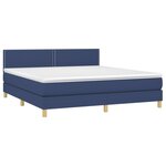 vidaXL Sommier à lattes de lit avec matelas LED Bleu 180x200 cm Tissu