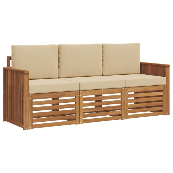 vidaXL Ensembles de canapés avec coussin 3 Pièces Naturel et Beige