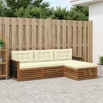 vidaXL Ensemble de canapés d'extérieur avec coussin Naturel et Crème