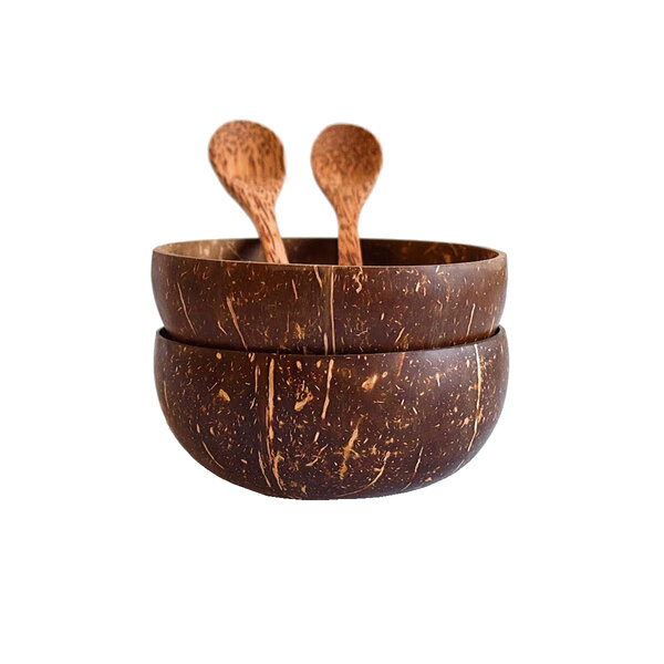 Coffret cadeaux 2 bols et 2 cuillères nature en coco