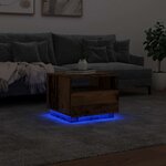 vidaXL Table basse avec lumières LED vieux bois 50x49x40 cm