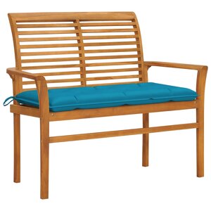 vidaXL Banc de jardin avec coussin bleu clair 112 cm Bois de teck